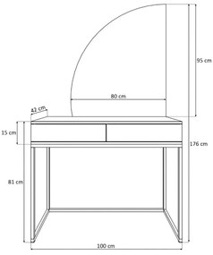 TOALETNÝ STOLÍK EMELINE BIELY + ZLATÝ LESK LED ZRKADLO
