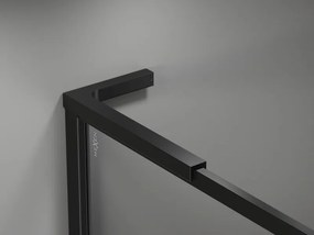 Mexen Kioto-XF, L sprchová zástena s rámom 100 x 202 cm, 10mm číre sklo, čierny profil, 800-100-174-70-00-XF