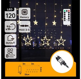Aigostar - LED vonkajší vianočný reťaz 120xLED/6W/230V/8 funkcií 3x0,6m IP44 teplá biela + diaľkové ovládanie