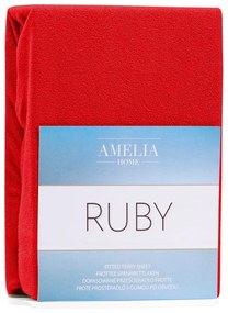 Froté prestieradlo s gumou AmeliaHome Ruby červené