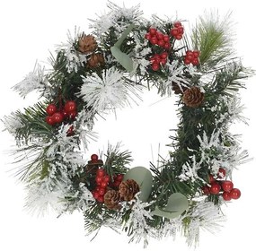Vianočný veniec s vianočnými bobuľami a námrazou 30 cm