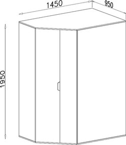 Rohová šatníková skriňa Nano, dub/grafit