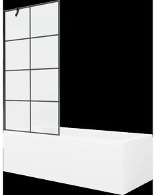 Mexen Cubik obdĺžniková vaňa 160 x 70 cm s obkladom a 1-krídlovou sprchovou zástenou 90 cm, Čierny vzor - 550316070X9509007077