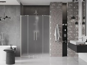 Mexen Velar Duo, posuvné sprchové dvere do otvoru 150 cm, 8mm sklo námraza, brúsená oceľ, 871-150-000-32-97