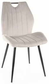 Jedálenská stolička Arco Velvet, svetlo sivá / čierna
