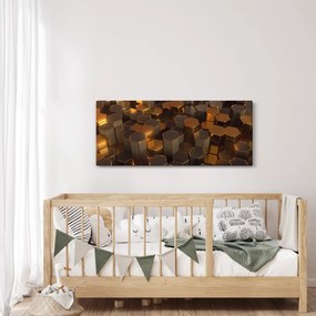 Obraz - Bronzové hexagóny (120x50 cm)