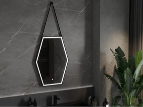 Mexen Orla, LED kúpeľňové zrkadlo s podsvietením a čiernym rámom 60x80 cm, 6000K, ochrana proti zahmlievaniu, 9815-060-080-611-70