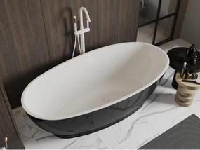 Mexen Bilbao, voľne stojaca vaňa 180 x 90 cm, biela-čierna, biely prepad, 51311809075-20