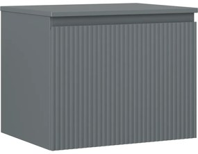 Mexen Rivel, kúpeľňová skrinka 60 cm s hornou doskou, 1 zásuvka, drážkovaná, grafitová matná, 91A20-06047-1-BFC66