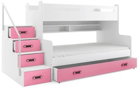 MAX 3 - Poschodová posteľ rozšírená - 200x120cm - Biely - Ružový