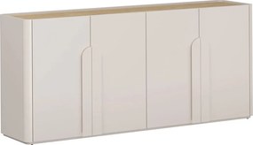 Komoda Amilio 200 cm štvordverová - kašmír / olejovaný dub / úchytky kašmír