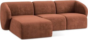 Ženilková rohová pohovka v terakotovej farbe (ľavý roh/s leňoškou) Lani – Makamii