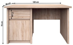 Kondela PC stôl 1D1S/120, dub sonoma, NORTY TYP 12