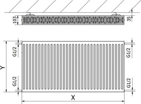 Mexen, Panelový radiátor Mexen C22 600 x 2000 mm, bočné pripojenie, 3305 W, čierny - W422-060-200-70