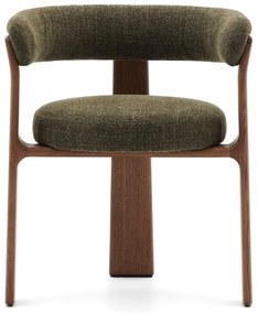 Khaki/hnedé jedálenské kreslo s podrúčkami z jaseňového dreva Granite – Kave Home