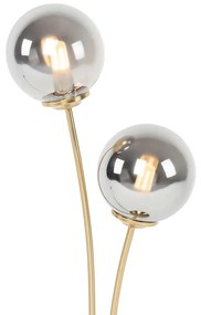 Moderná stolná lampa zlatá 2-svetlá s dymovým sklom - Atény