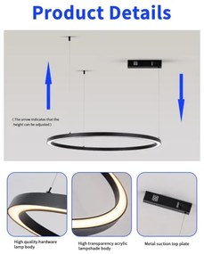 Immax NEO 07215L-LED Stmievateľný luster na lanku FINO 60W/230V 80cm čierna Tuya+DO