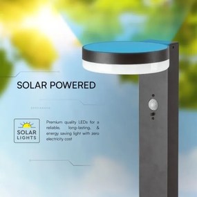 LED Solárna lampa so senzorom LED/2W/3,7V IP54 3000K zaokrúhlený čierna