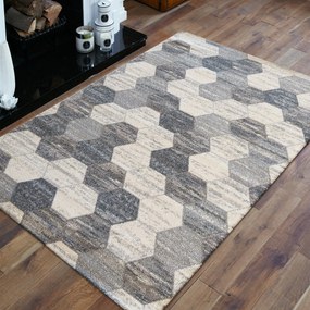 DY Sivý koberec s geometrickým vzorom hexagon Vista 02 Rozmer: 80x150 cm