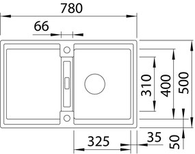 Blanco Adira 45 S, silgranitový drez 780x500x200 mm, 1-komorový, sivá vulkán, BLA-527588