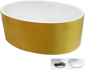 Besco Umývadlo na dosku z liateho mramoru Uniqa Glam Z UM D 46,5x32,5 cm, sifón Click-Clack BESCO-Typ výpuste: Click-Clack, chróm, BESCO-Rozmery: 46,…