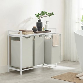 Trojdielny kôš na bielizeň, krémový