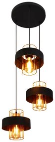 Luster na lanku VOLTA 3xE27/15W/230V čierna/zlatá