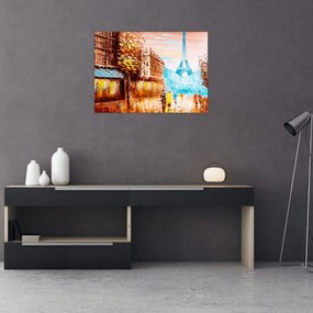 Obraz - Daždivého počasia a Eiffelovej veže (70x50 cm)