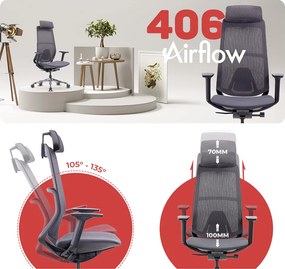 Ergonomická sieťovaná kancelárska stolička MOSH Airflow 406 – béžová