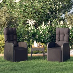Záhradné sklápacie stoličky so sedákmi 2 ks čierne polyratan 319547