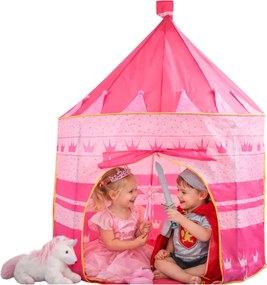 LEAN Toys Detský stan domček Palác princeznej, ružový 135 x 105 cm