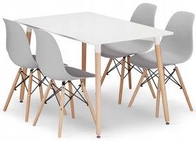 Jedálenský stôl ADRIA biely so štyrmi stoličkami OSAKA sivé