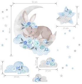 BAYO Samolepka na stenu Spiaci králik modrá