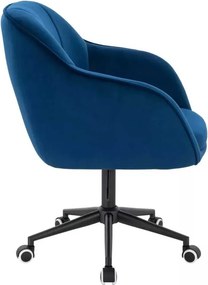 LuxuryForm DESIGN Stolička AVOLA VELUR na čiernej podstave s kolieskami - modrá