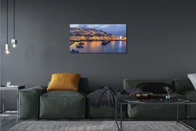 Obraz canvas Mesto nočná mora loď 125x50 cm