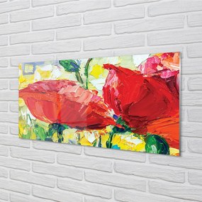 Nástenný panel  červené kvety 120x60 cm