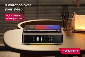 Sencor Digitálny rádiobudík s bezdrôtovou nabíjačkou