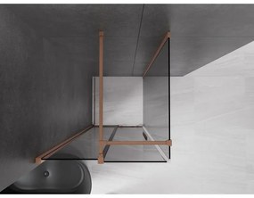 Mexen Velar, sprchový kút s posuvnými dverami 120 x 120 cm, 8mm šedé sklo, medená matná, 871-120-120-41-65