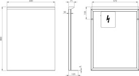 Sapho Sapho, TRAKA zrkadlo s LED osvetlením a poličkou, 60x80cm, TK060