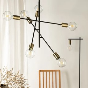 ONLI - Luster na lanku CROSS 6xE27/22W/230V čierna/mosadz