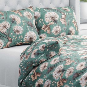Biante Bavlnené posteľné obliečky Sandra SA-716 Jesenné púpavy na zelenom Jednolôžko 140x200 a 70x90 cm