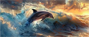 Obraz - Delfín, ilustrácie (120x50 cm)