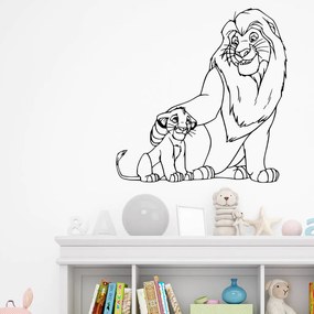 Veselá Stena Samolepka na stenu na stenu Mufasa a Simba Leví kráľ Farba: černá
