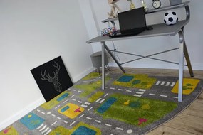 Koberec PAINT štvrťkruh G4777 - Uličky sivý/krém