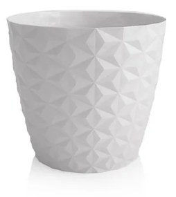 Crystal matt recyklovaný kvetináč 16 cm, ľadovo biela, 16 cm