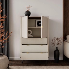 Moderná komoda NICOLA 90 cm kašmír + sivý kameň