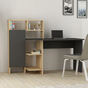 Sconto Písací stôl s regálom BUGRA dub/antracitová
