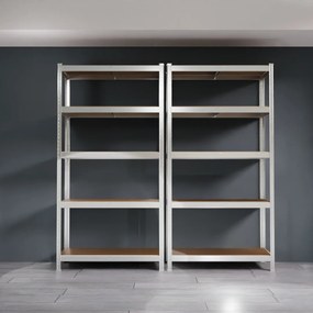 2x bezskrutkový kovový regál, 180x90x40 cm, 5x HDF polica, 175 kg na policu, zinok