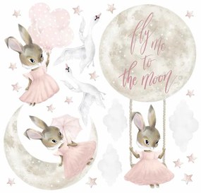 Gario Detská nálepka na stenu Pastel bunnies - zajačiky a husy
