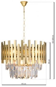 Luster na reťazi ASPEN GOLD 6xE14/40W/230V